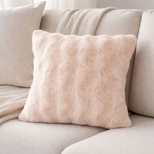 [ALPILO15] 360 HOME CUSHION  45*45cm LIGHT BLUE, BEIGE PLUSH STRUCTURED PATTERN