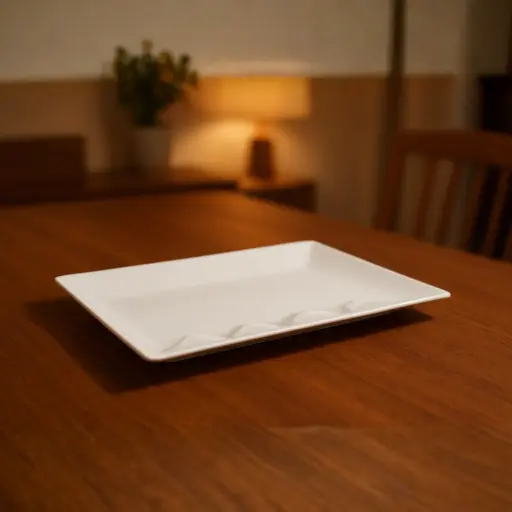 [CERBOW11] 360 HOME 14 RECTANGULAR SHANGHAI RADIANCE DISK -35.2 WHITE CERAMIC 35CM