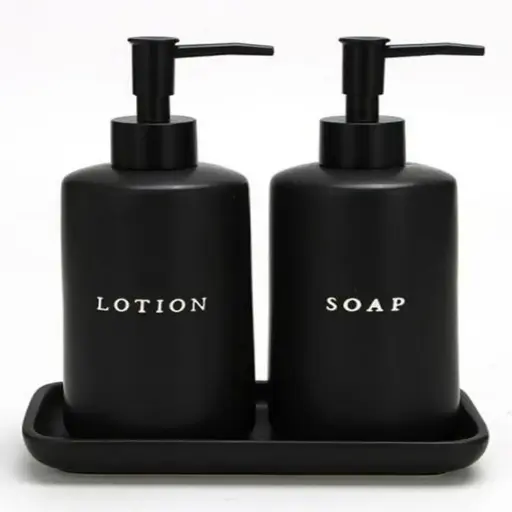 [BATHAC36] 360 HOME CERAMIC LOTION BOTTLE+TRAY BLACK
