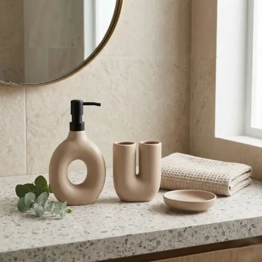 [BATHAC39] 360 HOME CERAMIC LOTION BOTTLE TOOTHBRUSH HOLDER SOAP DISHES KAKI
