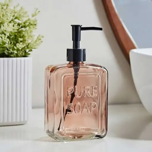 [BATHAC49] 360 HOME GLASS LOTION BOTTLE：L9.8xW6xH19cm,LIGHT COFFEE 550ML
