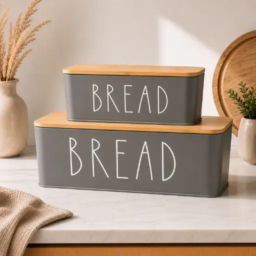 [BATHAC56] 360 HOME BREAD BOX LID BAMBOO 18x15.5x13/13.5 28x20.5x19/19.5