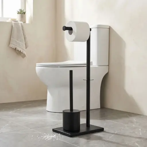[BATHAC65] 360 HOME FLOOR TOILET BRUSH HOLDER :20.5x16x65cm-BLACK+TPR
