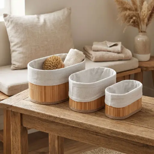 [BATHAC78] 360 HOME STORAGE BASKET OVAL SET 3PCS 1.0 BAMBOO CHIPS 