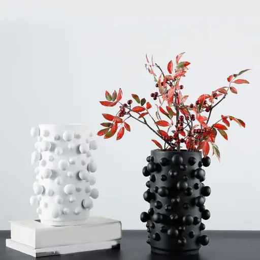 [HODE13] 360 HOME DECORATIVE VASES 18*18*27 BLACK & WHITE
