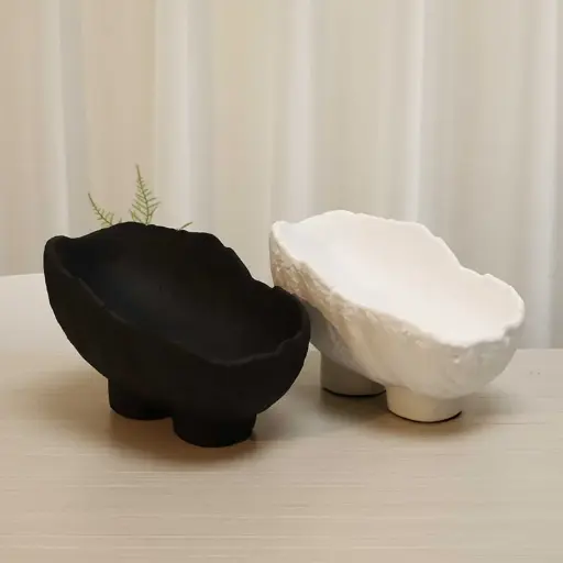 [HODE26] 360 HOME DECORATIVE FLOWER POTS 25.5*17*16.5 BLACK & WHITE