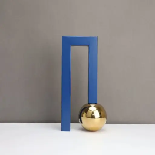 [HODE29] 360 HOME FRAME WITH GOLDEN ORNAMENT 15*10*31 NAVY & WHIITE