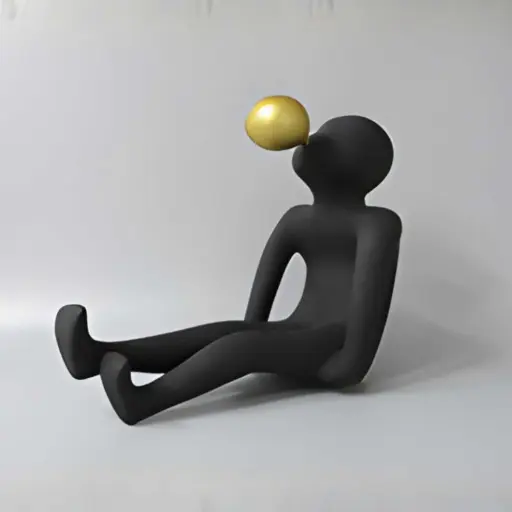 [HODE46] 360 HOME MINIMALIST FIGURE BALANCING A GOLDEN SPHERE 50*26*44 BLACK