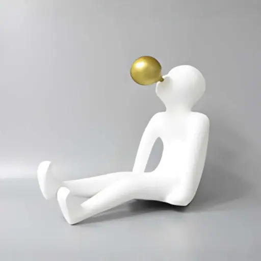 [HODE47] 360 HOME MINIMALIST FIGURE BALANCING A GOLDEN SPHERE 50*26*44 WHITE