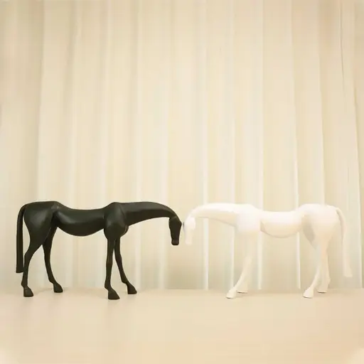 [HODE48] 360 HOME HORSE DECORATIVE FIGURINES 57*15*32 BLACK & WHITE