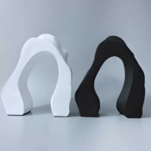 [HODE59] 360 HOME HALF ROCK FORMATION SCULPTURES 32*13*31.5 BLACK & WHITE