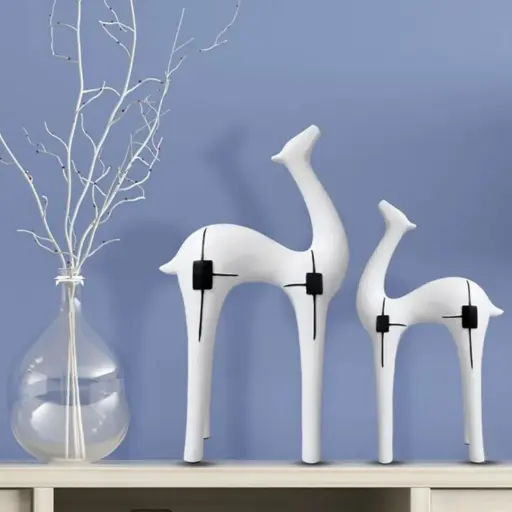 [HODE67] 360 HOME ABSTRACT ANIMAL FIGURES 31*9*16 WHITE