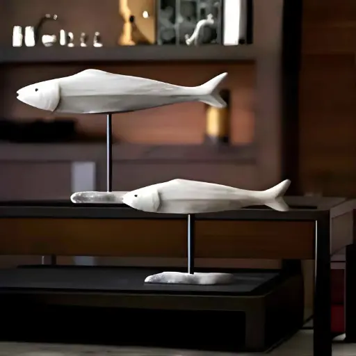 [HODE73] 360 HOME FISH ON A STAND 33*10*28.5CM/22*9*18.5CM WHITE