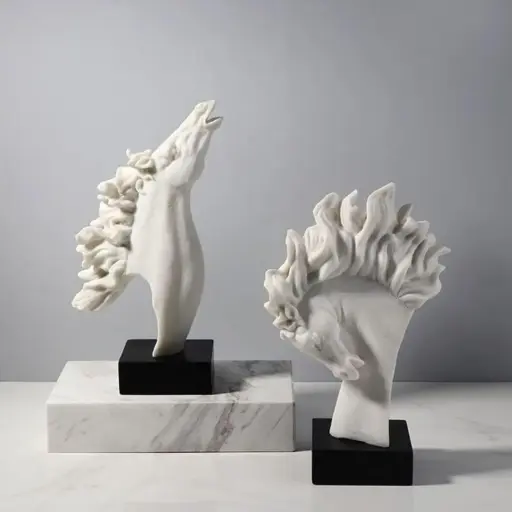 [HODE76] 360 HOME ABSTRACT HEAD BUST SCULPTURES 13*8*41 WHITE