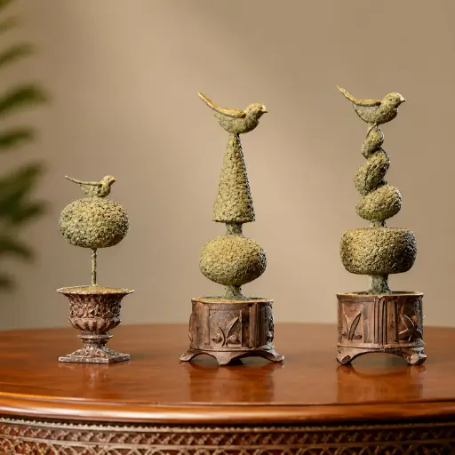 [HODE81] 360 HOME DECORATIVE BIRD SCULPTURES 11*11*48cm ANTIQUE JADE