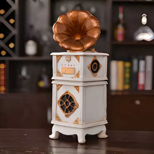 [HODE89] 360 HOME MINIATURE DECORATIVE GRAMOPHONE 11.3*10.8*32.2cm WHITE
