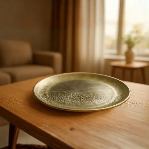 [GLPLA3] 360 HOME GLASS PLACEMAT STRIPED ELECTROPLATE 33CM GOLD