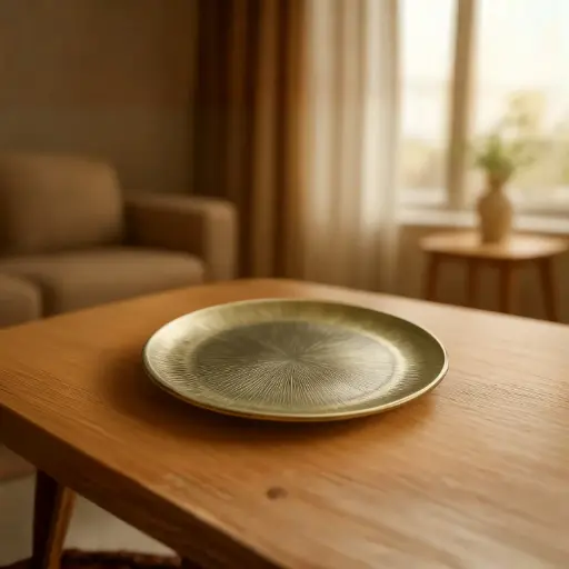 [GLPLA4] 360 HOME GLASS PLACEMAT STRIPED ELECTROPLATE 27CM GOLD