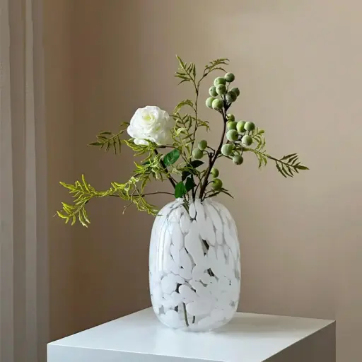 [VASE42-98] 360 HOME VASE GLASS SANDBLAST 9*30 LARGE BELLIED CIRCULAR