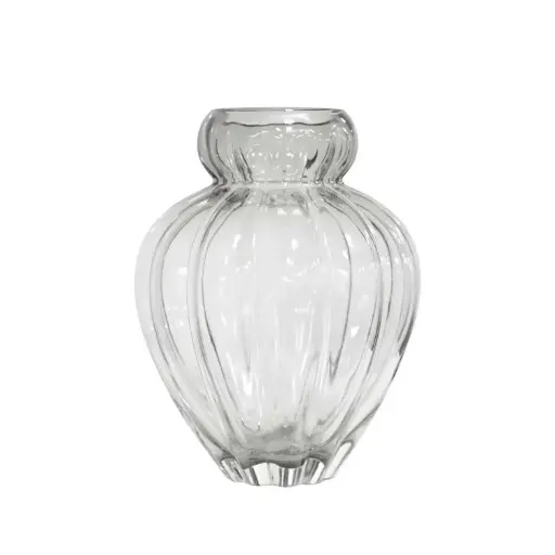 [VASE42-104] 360 HOME VASE GLASS CLEAR 20*25CM SMOOTH LINES