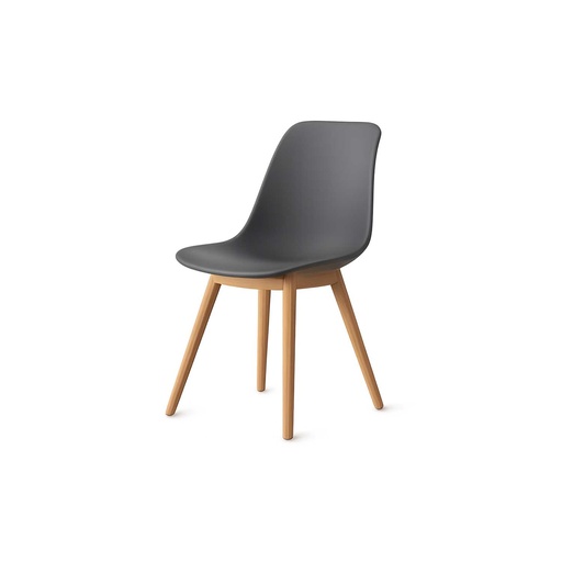 [OCHA-13] 360 HOME CHAIR AMES-STYLE PLASTIC SEAT SHELL & WOOD LEGS BLACK