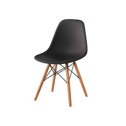[OCHA-28] 360 HOME CHAIR DINING HEIGHT SIDE WOOD BASE SHAPED SEAT SHELL PLASTIC BLACK