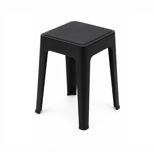 [OCHA-43] 360 HOME STOOL PLASTIC SQUARE SEAT AND FOUR LEGS BLACK