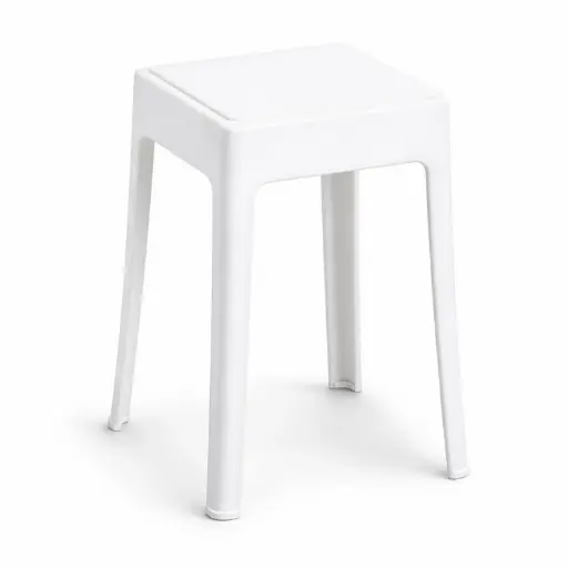 [OCHA-46] 360 HOME STOOL PLASTIC SQUARE SEAT AND FOUR LEGS WHITE