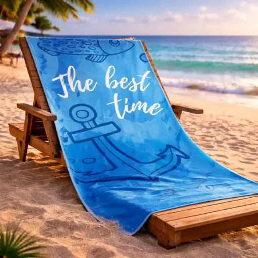 [TOBEA7] 360 HOME BEACH TOWEL ANCHOR PATTERN 100% POLYESTER 230GSM 70x140 TURQUOISE 