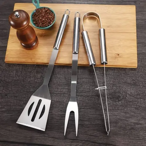 [BBQ10] 360 HOME 3-PCS STAINLESS STEEL BBQ TOOL SET SPATULA & FORK & TONG D-1603