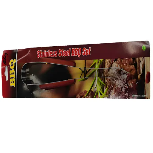 [BBQ12] 360 HOME 1-PC STAINLESS STEEL BBQ TONG WOOD HANDLE 