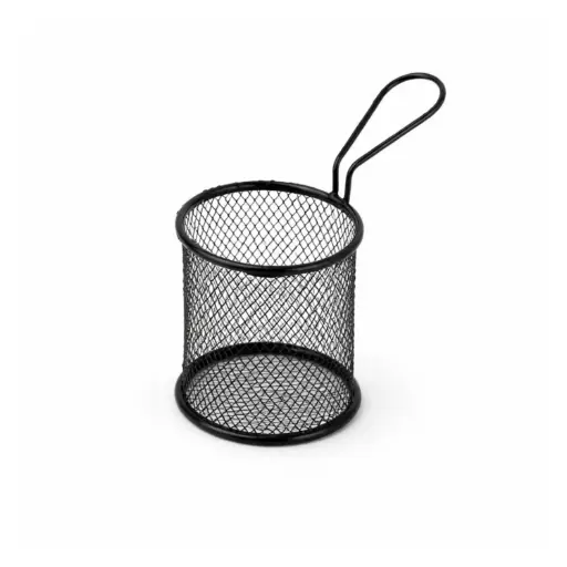 [MEBO2] 360 HOME LARGE ROUND IRON FRENCH FRY BASKET  10*10*10 BLACK