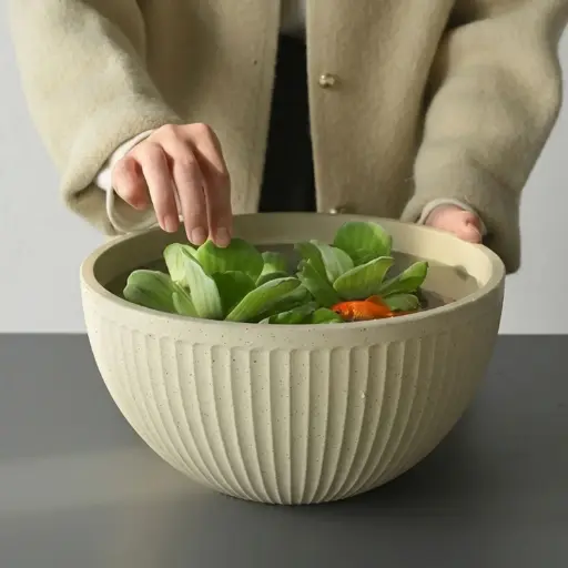 [LX004-2] 360 HOME POLYPROPYLENE FLOWER POT ROUND 35*18*16.5CM DARK GREY/GREY/BEIGE/OFF-WHITE