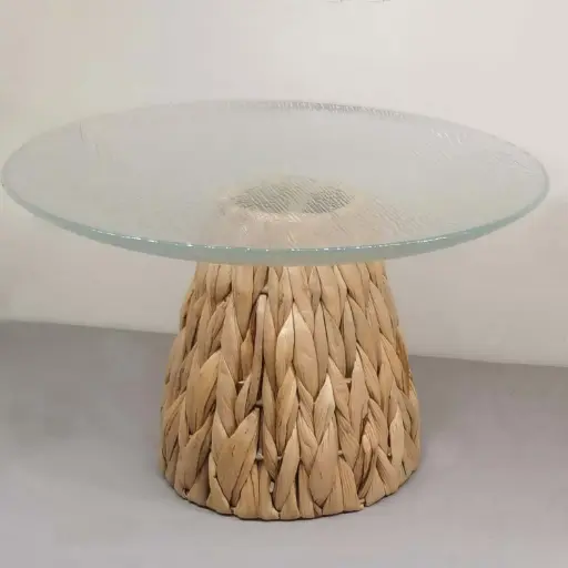 [INDBOH3] 360 HOME TABLE INDOOR ROUND 31*31*20 BAMBOO & GLASS