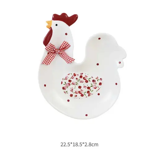 [EASC10] 360 HOME EASTER PLATE CHICKEN SHAPED WHITE 22.5*18.5*2.8cm