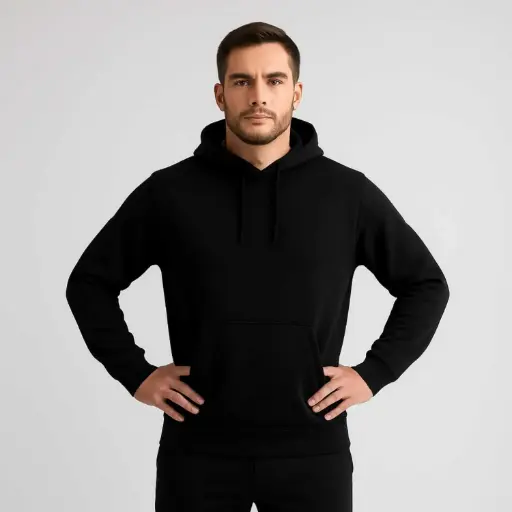 [EGMHB-B ] 360 COTTON, MEN HOODY, 100% EGYPTIAN COTTON BLOSH MEN HOODIES BLACK