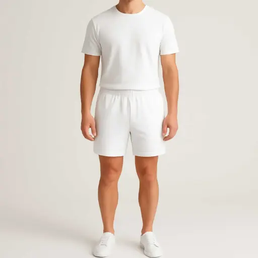 [EGMSM-W ] 360 COTTON,MEN'S SHORT, 100% EGYPTIAN COTTON MELTON MEN SHORT WHITE