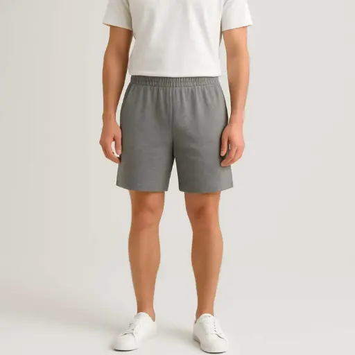 [EGMSM-GY] 360 COTTON,MEN'S SHORT, 100% EGYPTIAN COTTON MELTON MEN SHORT GREY