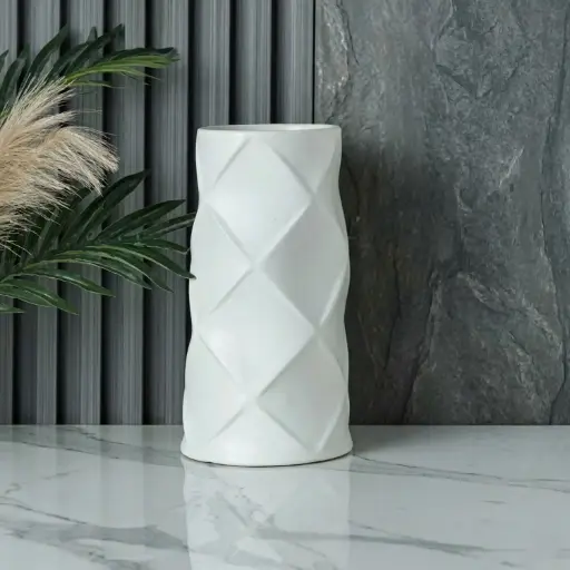 [VASE42-48] 360 HOME VASE CERAMIC WHITE MATT D13 BD16 H25