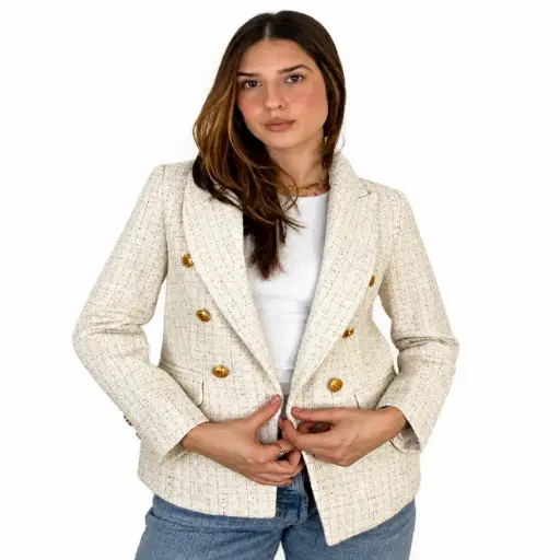 [L23M0005] 360 COTTON SHORT BLASER BOUCLE FABRIC BEIGE SIZE XL