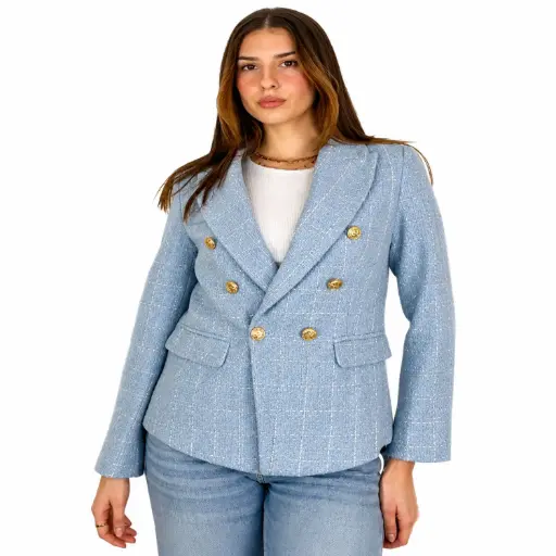 [L23M0009] 360 COTTON SHORT BLASER BOUCLE FABRIC SKY BLU SIZE XL