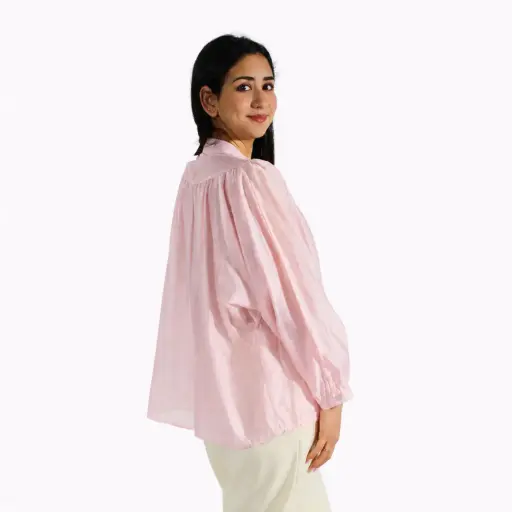 [31626PRUA38] 360 COTTON SHIRT LONG SLEEVE SILK BABY PINK 