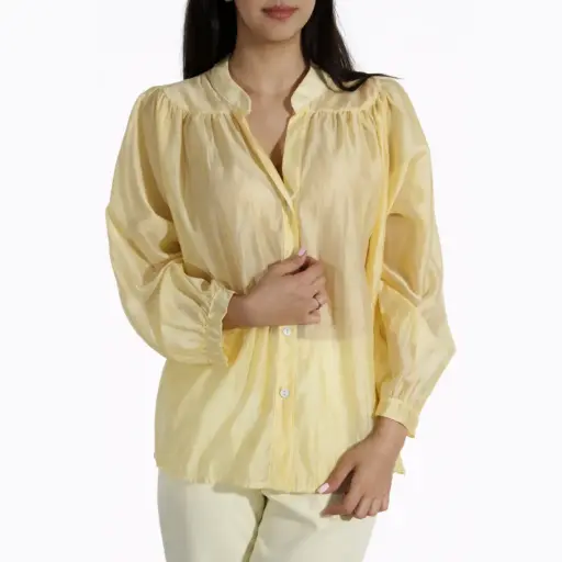 [31626PRUA39] 360 COTTON SHIRT LONG SLEEVE SILK YELLOW 