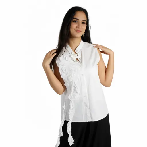 [M8501041] 360 COTTON SHIRT SLEEVELES WHITE 
