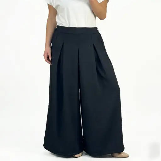 [35987XGBX107] 360 COTTON PANT WIDE LEG BLACK 