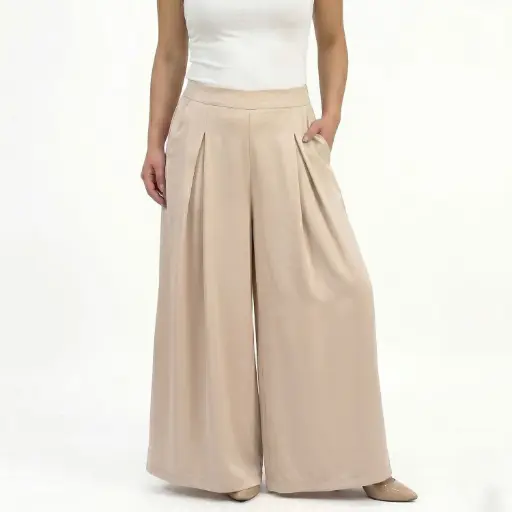 [35987XGBX109] 360 COTTON PANT WIDE LEG BEIGE 