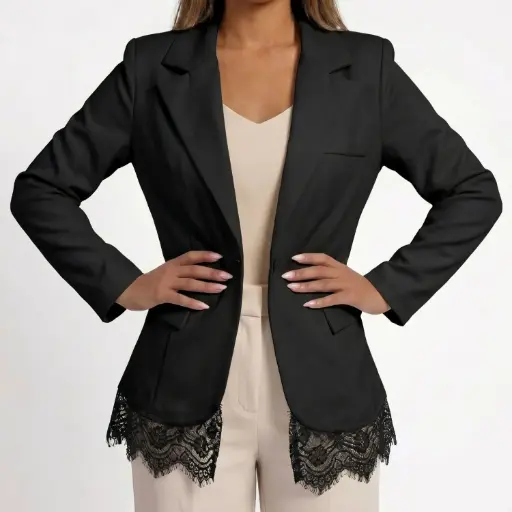 [251175-2610] Blazer with lace black 