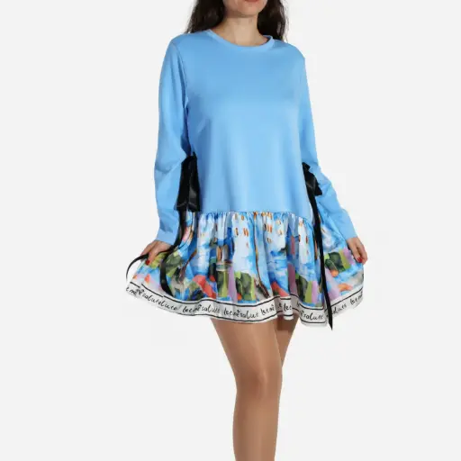 [25125827] Midi sweater Dress melton, long sleeve blue 