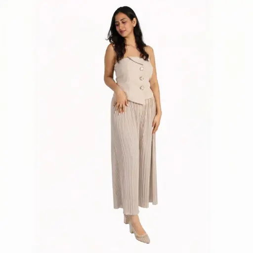 [25127435] Overall Pant strapless Beige