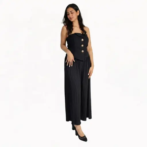[25127436] Overall Pant strapless Black 
